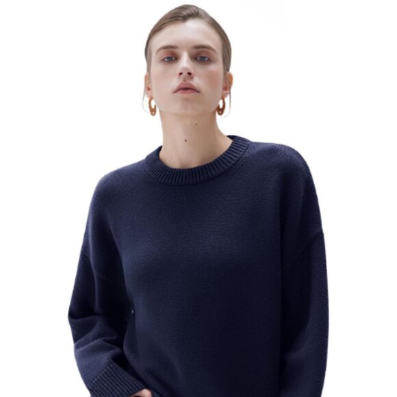 SUUKSESS Cashmere Oversized Navy Blue Crewneck Sweater – Size L – Fall/Winter - Picture 1 of 6
